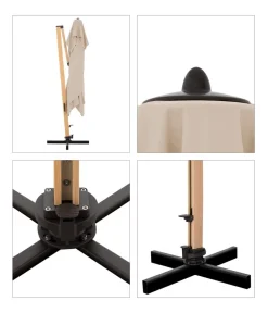 Doppler Pendelschirm Aluwood XL, rechteckig, ca. B400/T300 cm Natur Sale