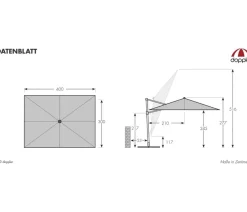 Doppler Pendelschirm Aluwood XL, rechteckig, ca. B400/T300 cm Taupe Online