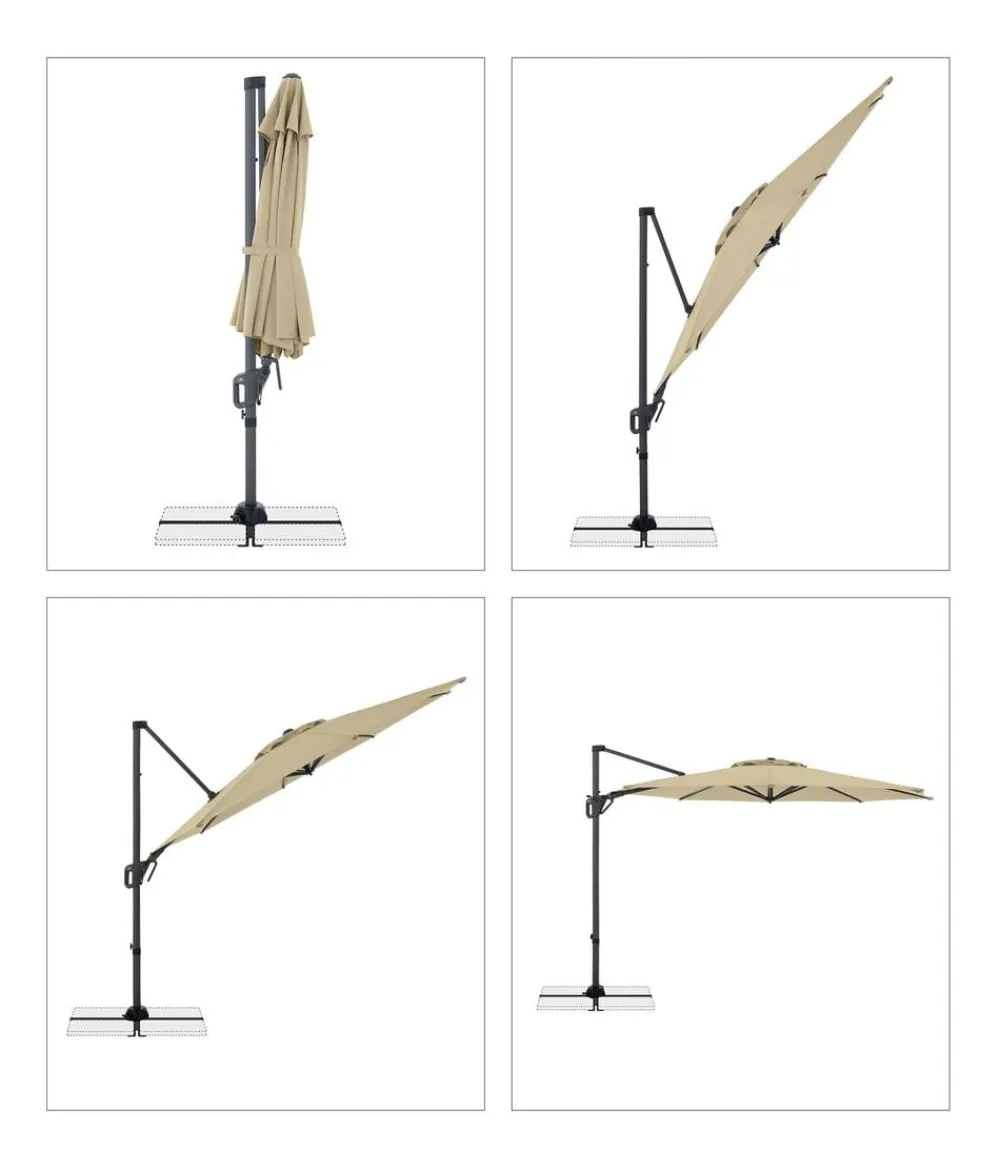 Doppler Pendelschirm Life Side, rund, ca. Ø310 cm Beige New