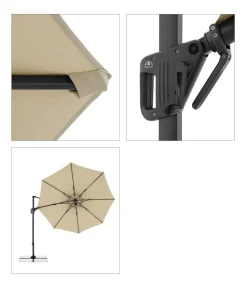 Doppler Pendelschirm Life Side, rund, ca. Ø310 cm Beige New