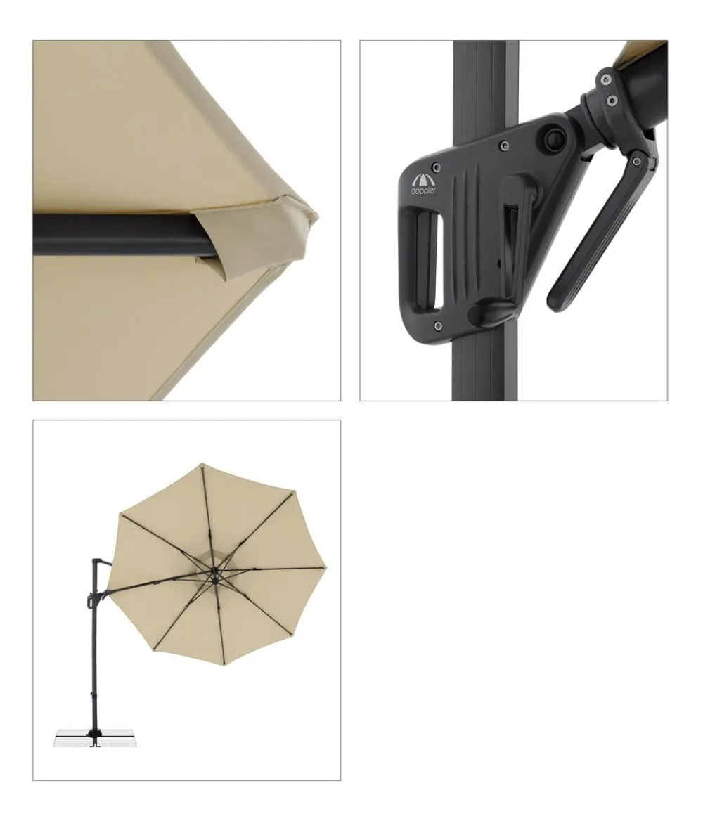 Doppler Pendelschirm Life Side, rund, ca. Ø310 cm Beige New