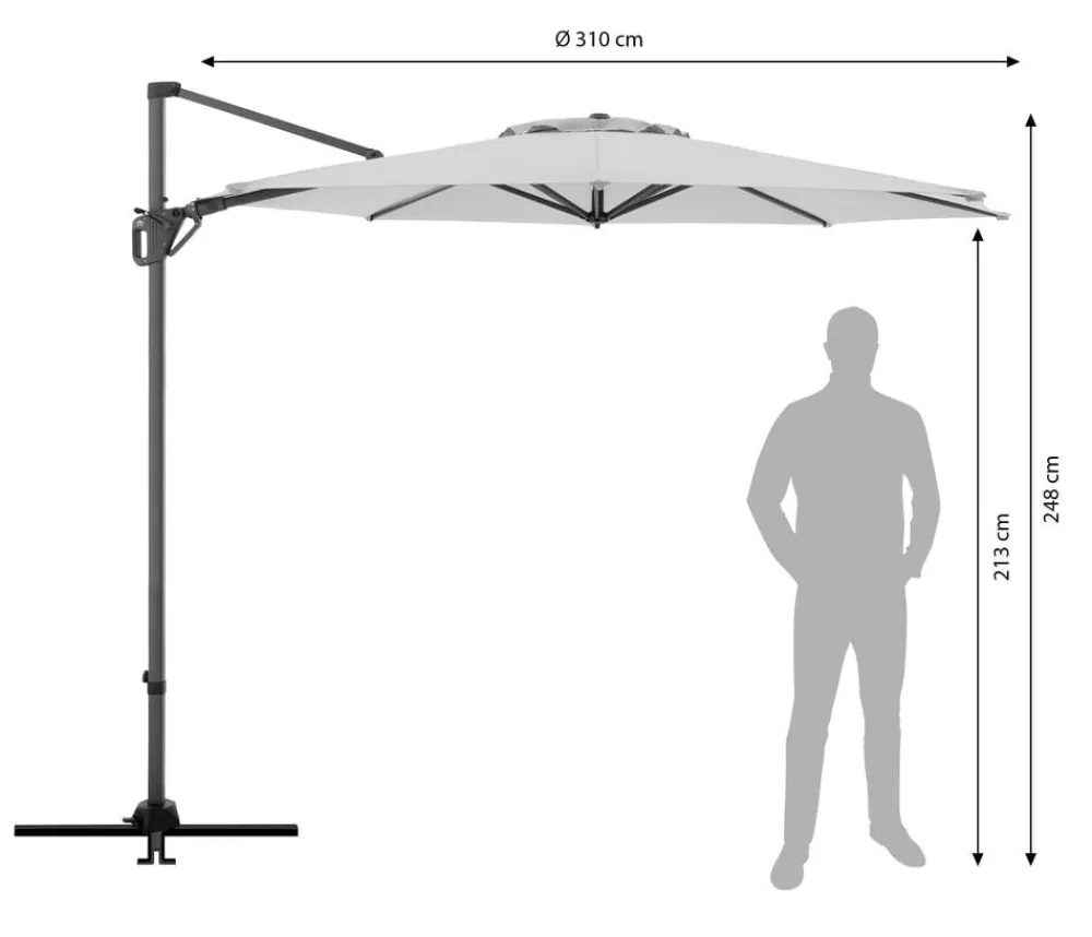 Doppler Sonnenschirme - Pendelschirm Life Side, rund, ca. Ø310 cm Hellgrau