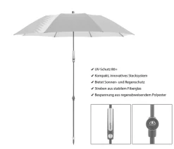 Doppler Sonnenschirm Expert Multi Push Up, ca. Ø156/H190 cm Hellgrau Online