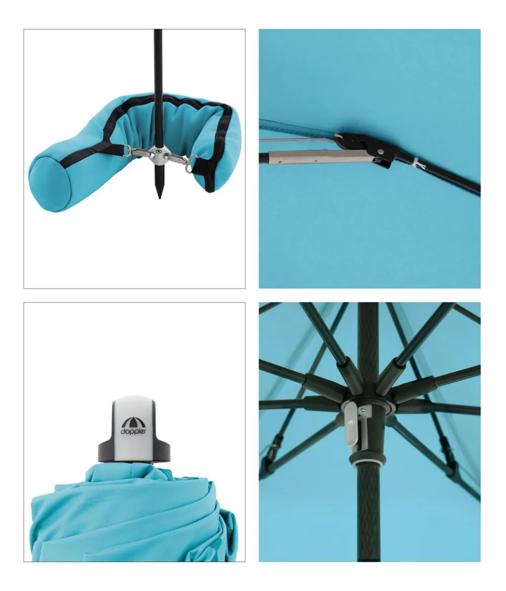 Doppler Sonnenschirme - Sonnenschirm Expert Multi Push Up, ca. Ø156/H190 cm Hellblau