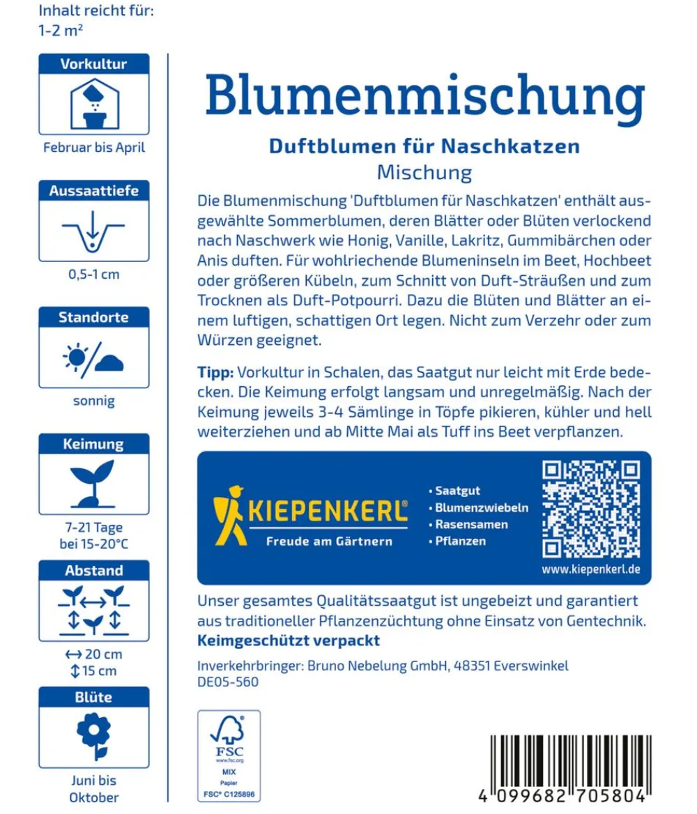 Nebelung/Kiepenkerl Blumensamen - Duftblumen für Naschkatzen Mix, Saatgut von Kiepenkerl Bunt