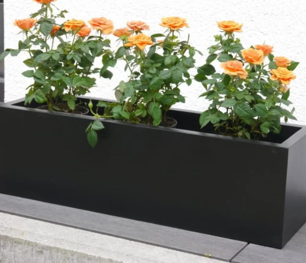 eastwest Pflanzkübel & Blumenkästen|Blumentöpfe & Übertöpfe - Fiberglas-Balkonkasten Linea inkl. Halterung Schwarz