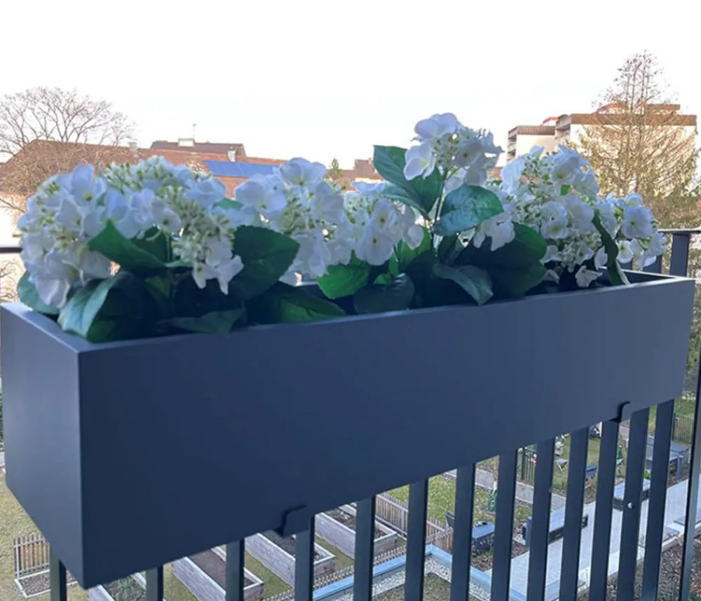 eastwest Pflanzkübel & Blumenkästen|Blumentöpfe & Übertöpfe - Fiberglas-Balkonkasten Linea inkl. Halterung Anthrazit