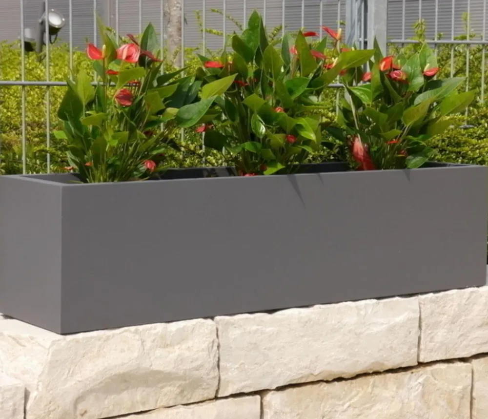 eastwest Pflanzkübel & Blumenkästen|Blumentöpfe & Übertöpfe - Fiberglas-Blumenkasten Supremo, rechteckig Anthrazit