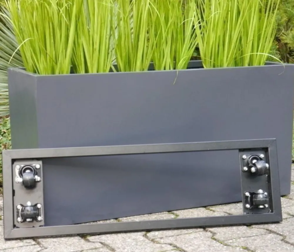 eastwest Fiberglas-Pflanzkübel mit Pflanzenroller, rechteckig Anthrazit Sale