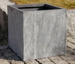 eastwest Pflanzkübel & Blumenkästen|Blumentöpfe & Übertöpfe - Fiberglas-Pflanzkübel Rocks, quadratisch, Grau