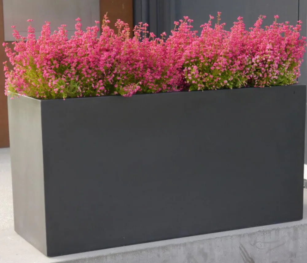 eastwest Pflanzkübel & Blumenkästen|Blumentöpfe & Übertöpfe - Fiberglas-Pflanztrog, rechteckig, Schwarz