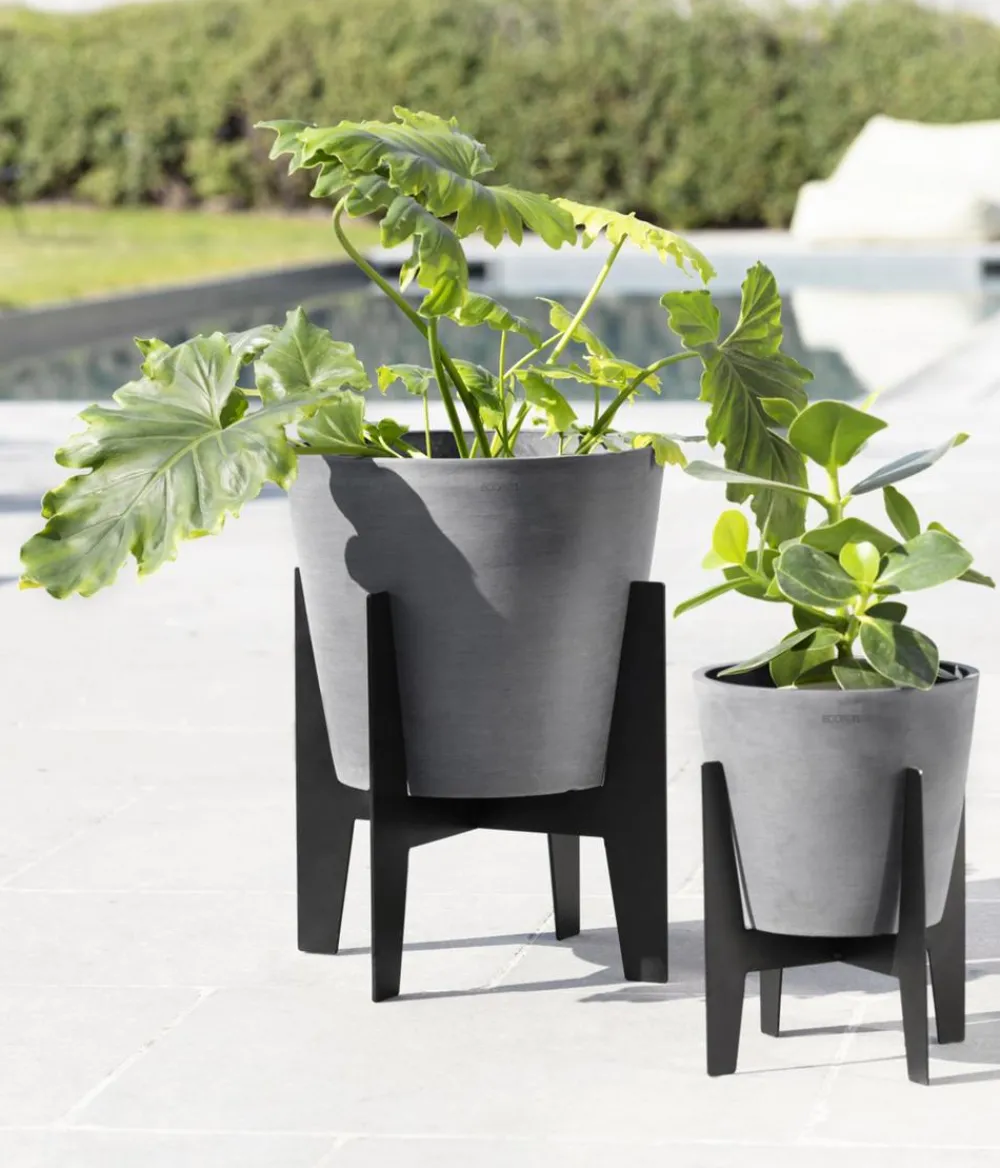 Ecopots Mehr Blumentopfzubehör - Edelstahl-Standfuß, Schwarz