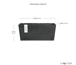 Ecopots Kunststoff-Kasten Manhattan Wall mit Wassersystem, rechteckig Dunkelgrau Sale