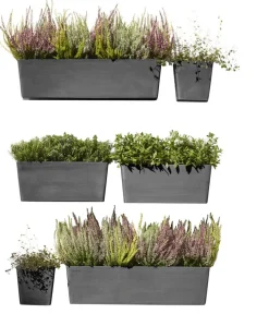 Ecopots Kunststoff-Kasten Manhattan Wall mit Wassersystem, rechteckig Dunkelgrau Sale