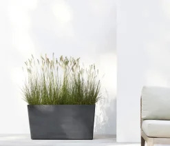Ecopots Kunststoff-Kasten Paris mit Rollen, rechteckig Dunkelgrau Clearance