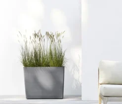 Ecopots Kunststoff-Kasten Paris mit Rollen, rechteckig Grau