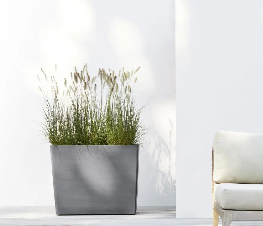 Ecopots Kunststoff-Kasten Paris mit Rollen, rechteckig Grau