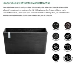 Ecopots Kunststoff-Kasten Paris, rechteckig Dunkelgrau Discount