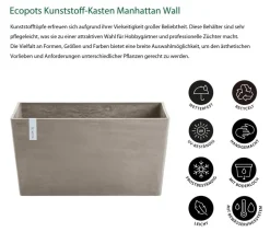 Ecopots Pflanzkübel & Blumenkästen - Kunststoff-Kasten Paris, rechteckig Taupe