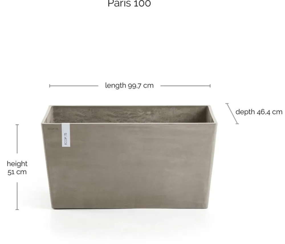 Ecopots Pflanzkübel & Blumenkästen - Kunststoff-Kasten Paris, rechteckig Taupe
