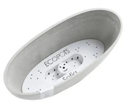Ecopots Blumenampeln & -Schalen|Blumentöpfe & Übertöpfe - Kunststoff-Schale Sofia mit Wassersystem, oval Hellgrau