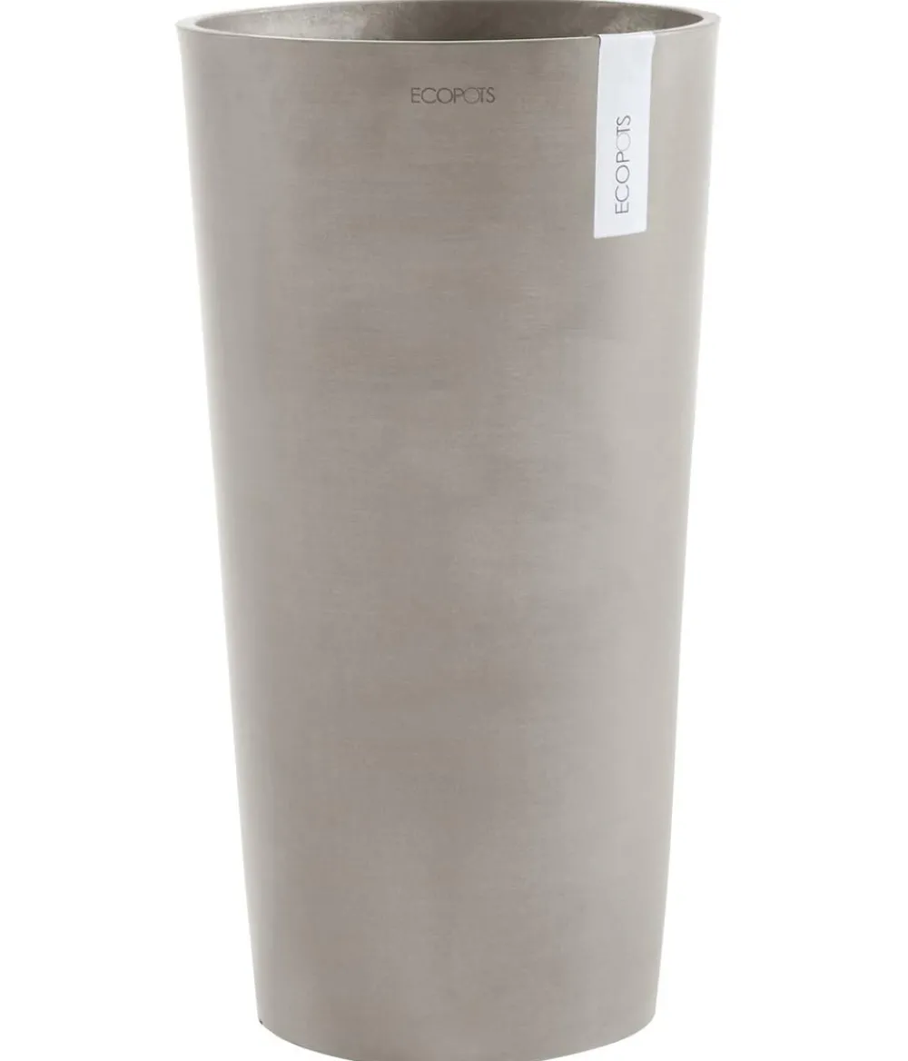 Ecopots Blumentöpfe & Übertöpfe - Kunststoff-Topf Amsterdam hoch, rund Taupe