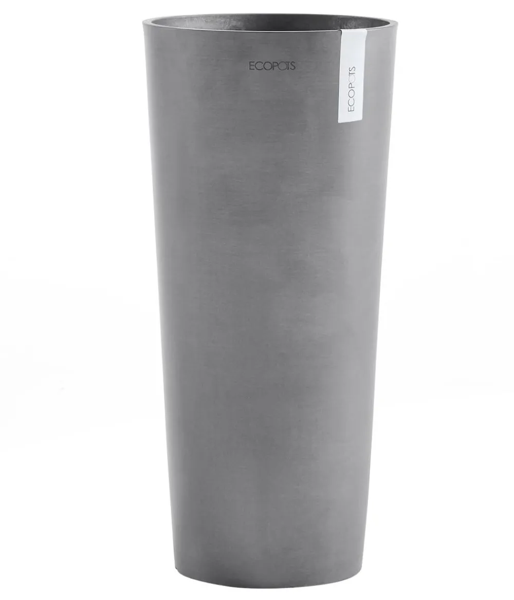 Ecopots Blumentöpfe & Übertöpfe - Kunststoff-Topf Amsterdam hoch, rund Grau