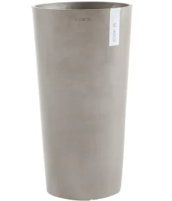 Ecopots Kunststoff-Topf Amsterdam hoch, rund Taupe Clearance