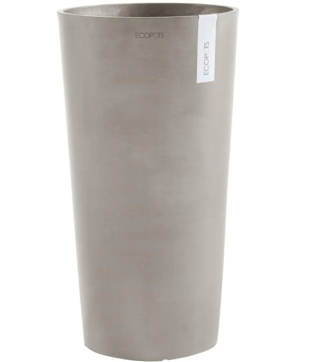 Ecopots Kunststoff-Topf Amsterdam hoch, rund Taupe Clearance