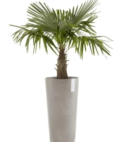 Ecopots Blumentöpfe & Übertöpfe - Kunststoff-Topf Amsterdam hoch, rund Dunkelgrau