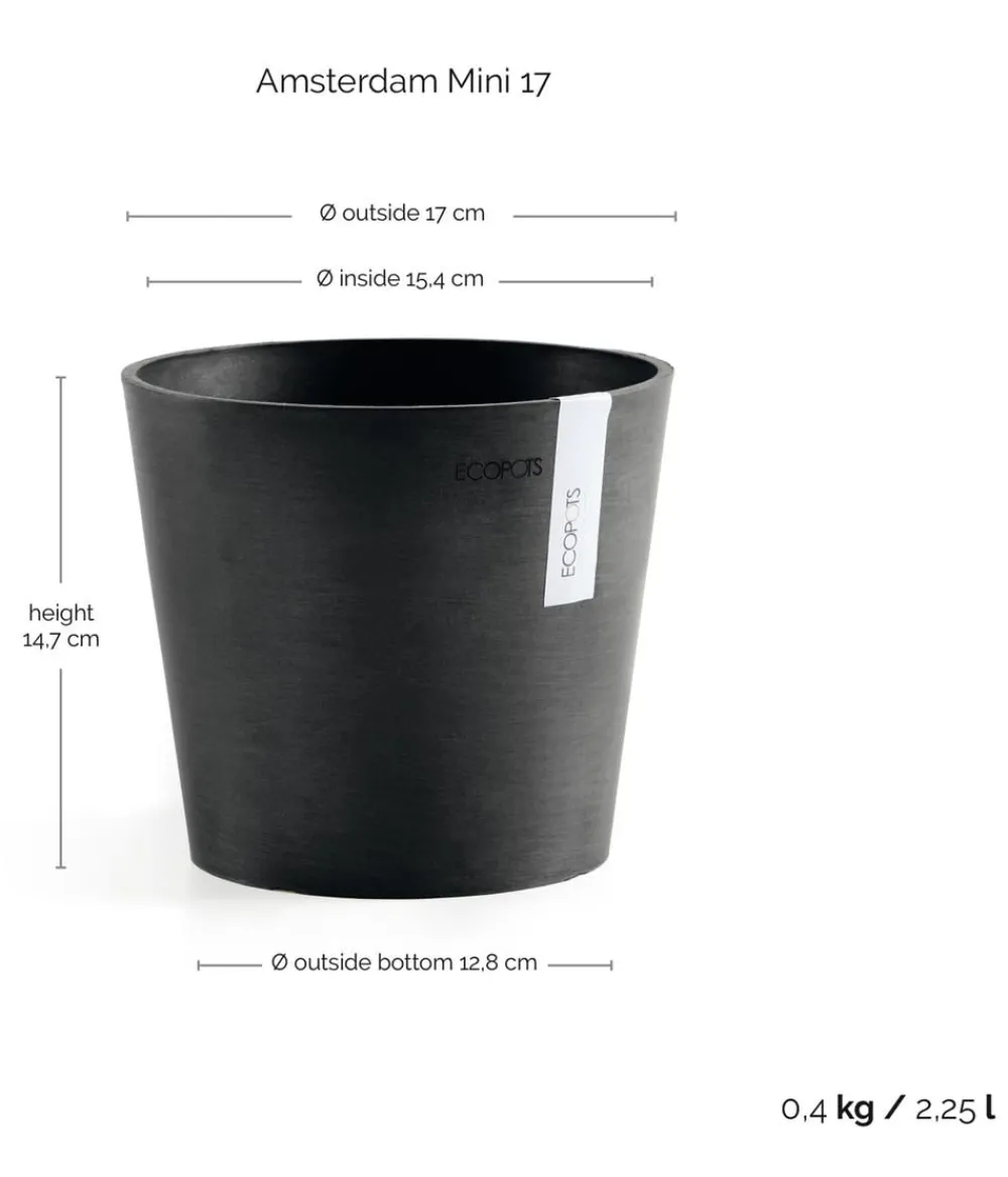 Ecopots Blumentöpfe & Übertöpfe > Kunststoff-Topf Amsterdam Mini, rund, ca. Ø17/H14,7 cm