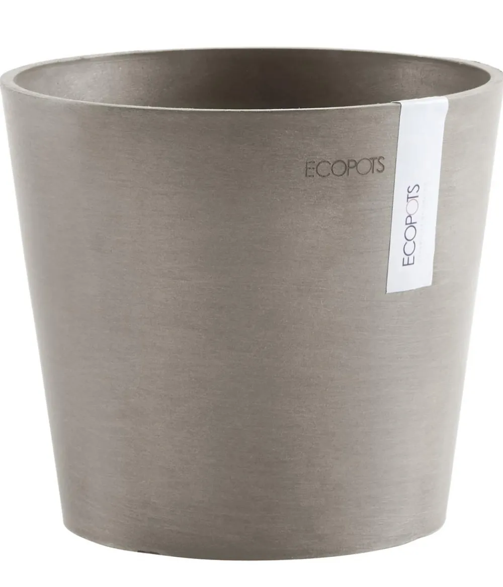 Ecopots Blumentöpfe & Übertöpfe - Kunststoff-Topf Amsterdam Mini, rund, ca. Ø17/H14,7 cm Taupe