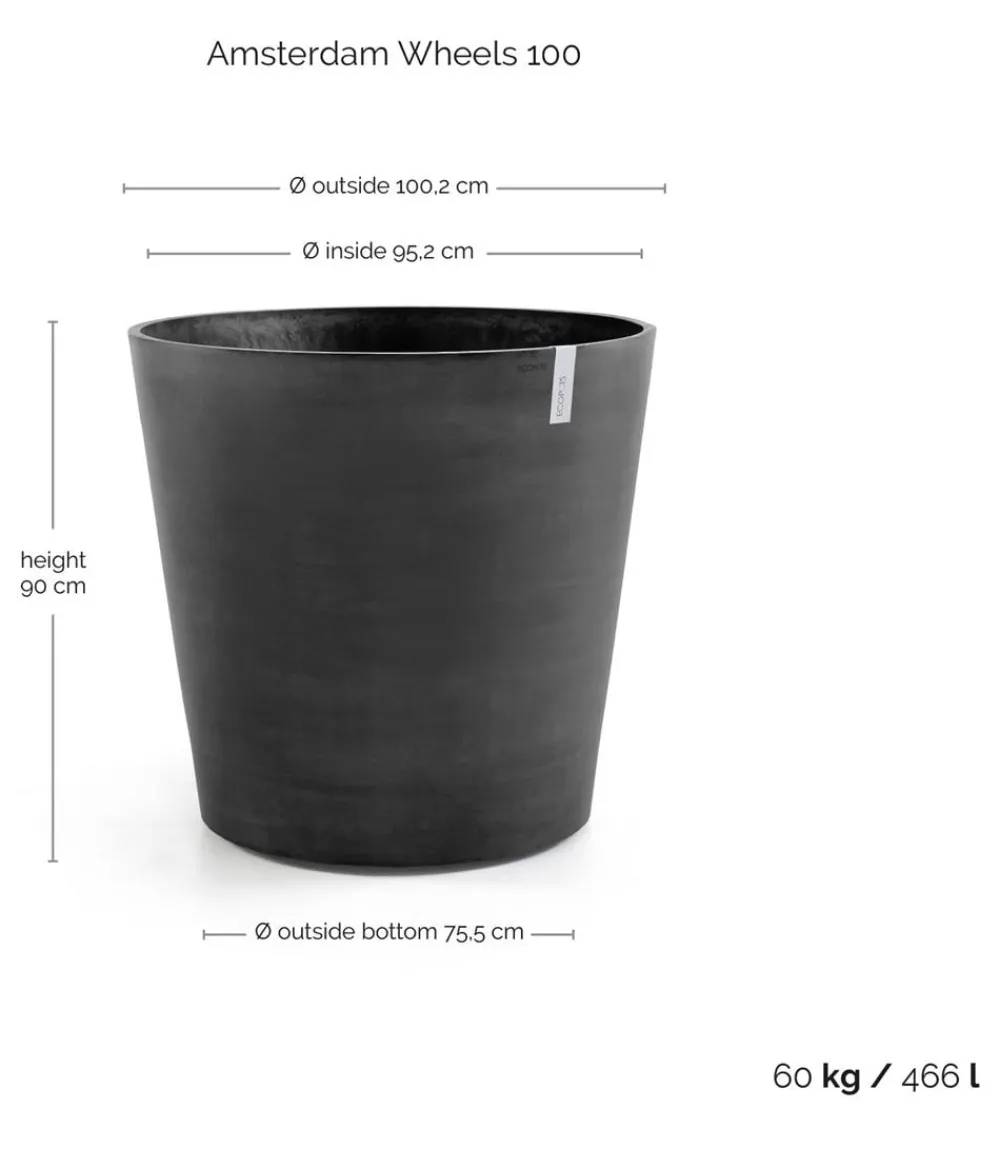 Ecopots Blumentöpfe & Übertöpfe > Kunststoff-Topf Amsterdam mit Rollen, rund