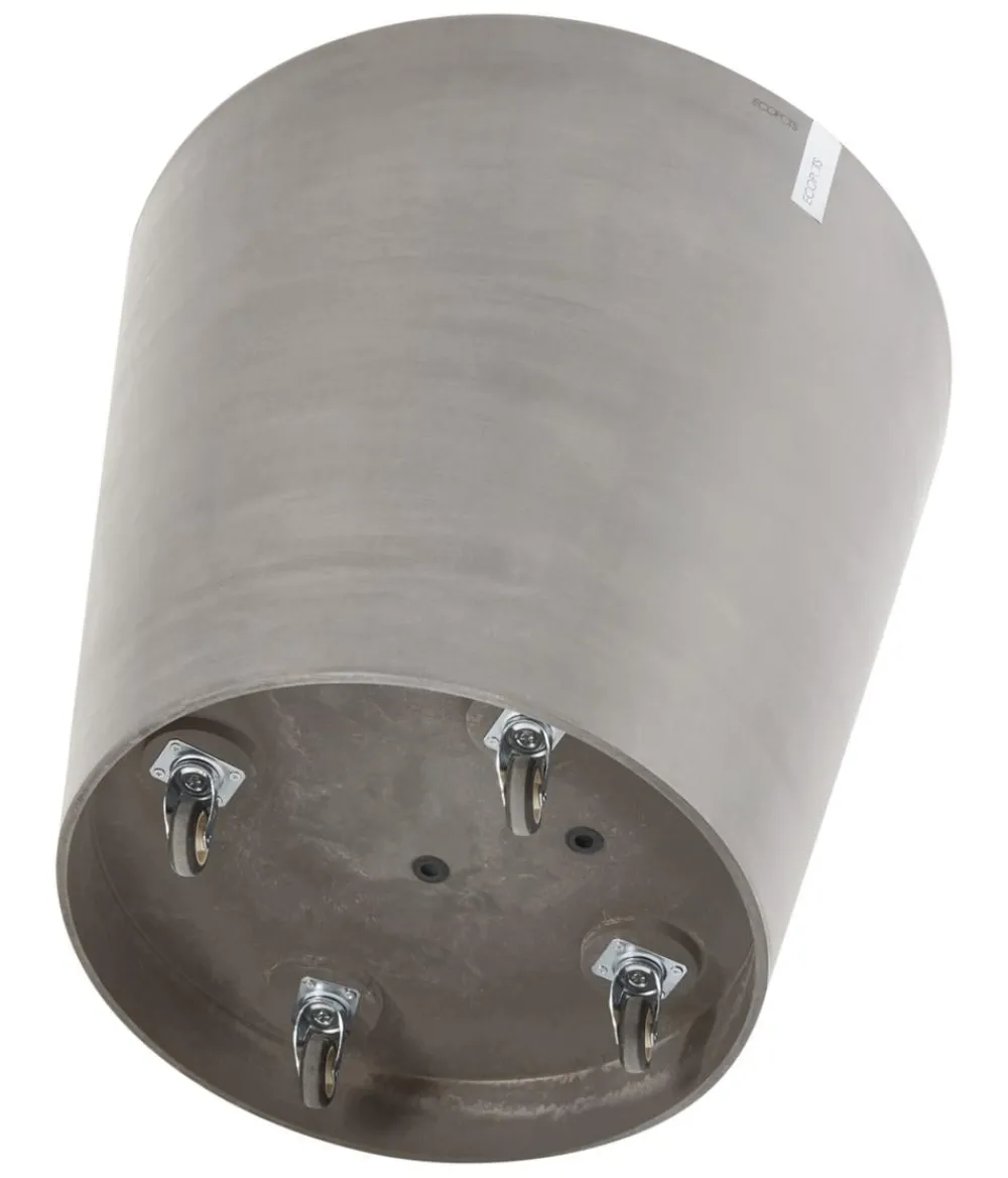 Ecopots Kunststoff-Topf Amsterdam mit Rollen, rund Taupe