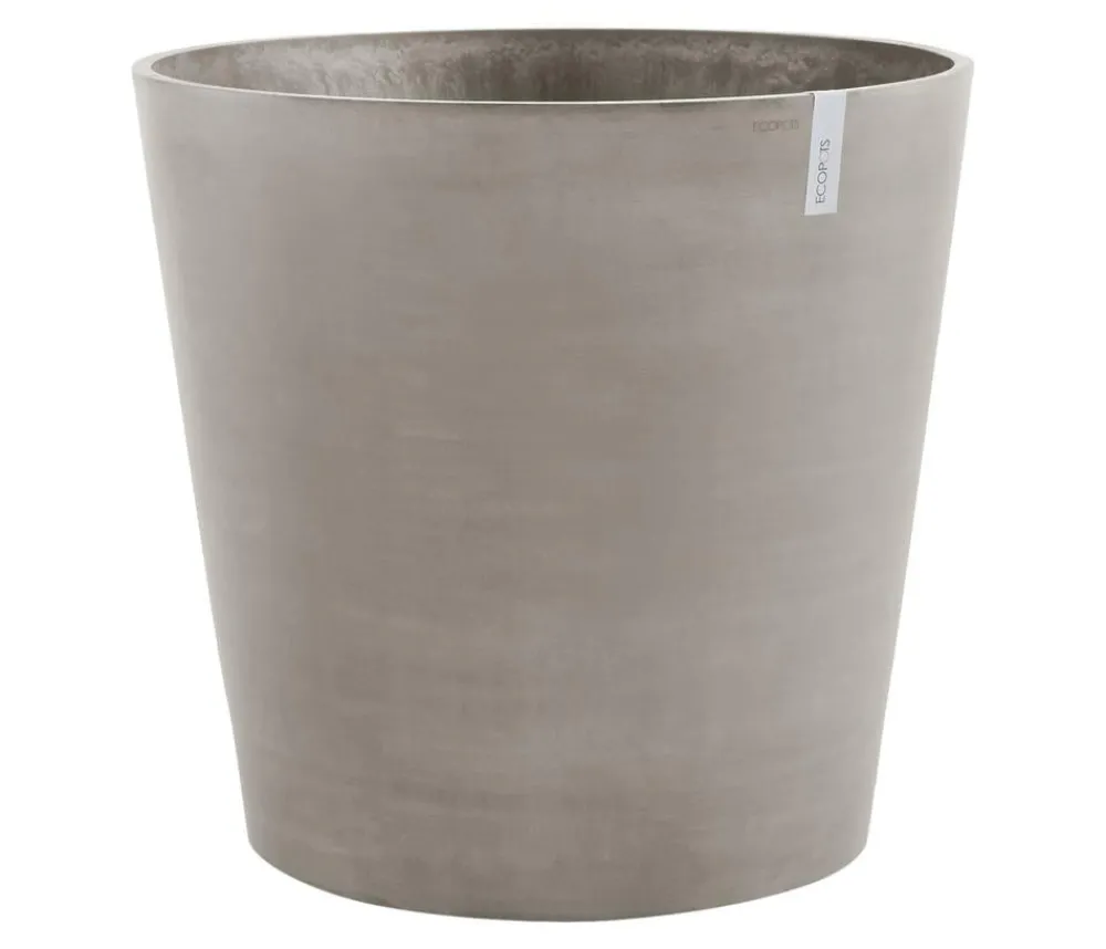 Ecopots Kunststoff-Topf Amsterdam mit Rollen, rund Taupe