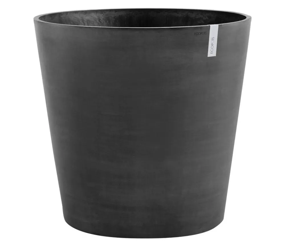 Ecopots Blumentöpfe & Übertöpfe - Kunststoff-Topf Amsterdam mit Rollen, rund Dunkelgrau