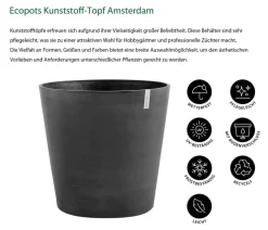 Ecopots Blumentöpfe & Übertöpfe - Kunststoff-Topf Amsterdam mit Rollen, rund Dunkelgrau