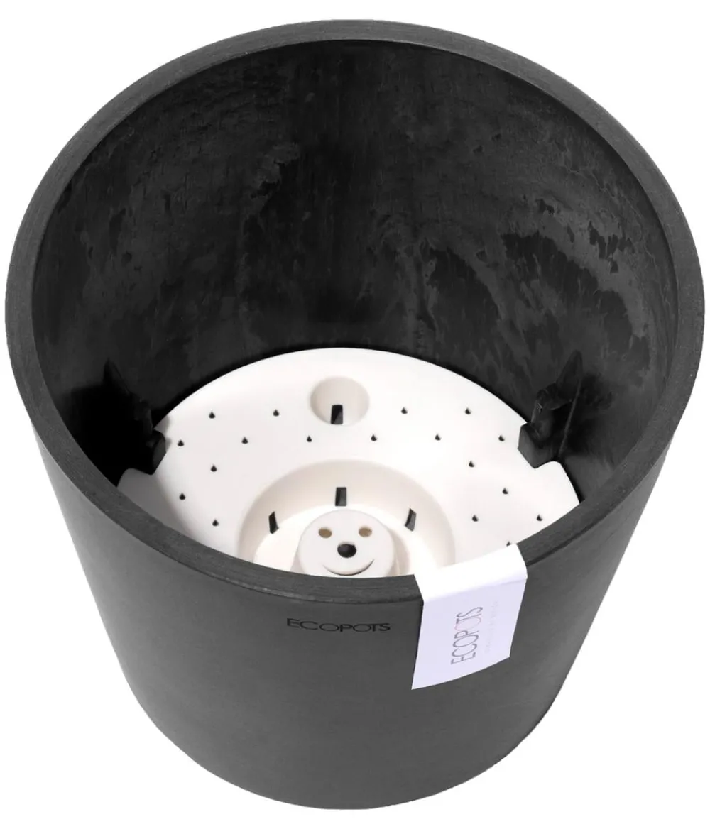 Ecopots Kunststoff-Topf Amsterdam mit Wassersystem, rund Dunkelgrau Outlet