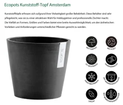 Ecopots Kunststoff-Topf Amsterdam mit Wassersystem, rund Dunkelgrau Outlet