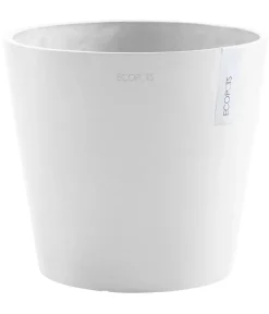 Ecopots Kunststoff-Topf Amsterdam mit Wassersystem, rund Weiß New