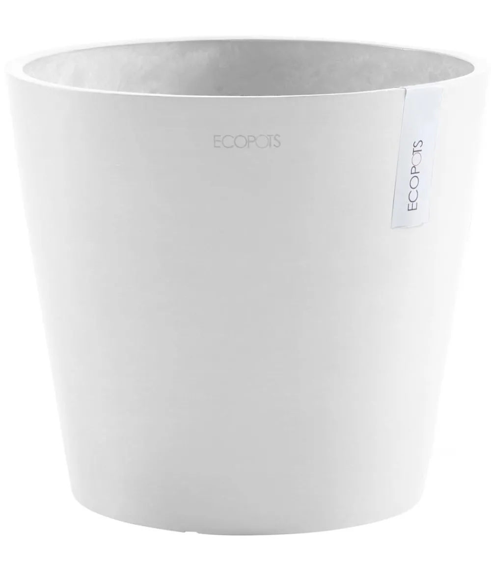 Ecopots Kunststoff-Topf Amsterdam mit Wassersystem, rund Weiß New
