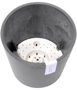 Ecopots Blumentöpfe & Übertöpfe - Kunststoff-Topf Amsterdam mit Wassersystem, rund Grau