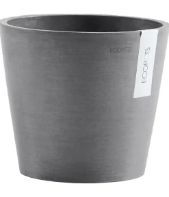 Ecopots Blumentöpfe & Übertöpfe - Kunststoff-Topf Amsterdam mit Wassersystem, rund Grau