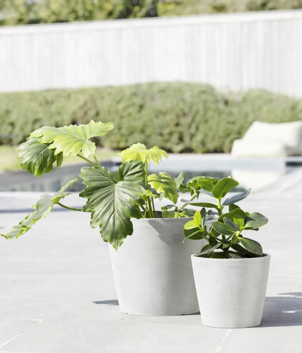 Ecopots Blumentöpfe & Übertöpfe - Kunststoff-Topf Amsterdam mit Wassersystem, rund Weiß