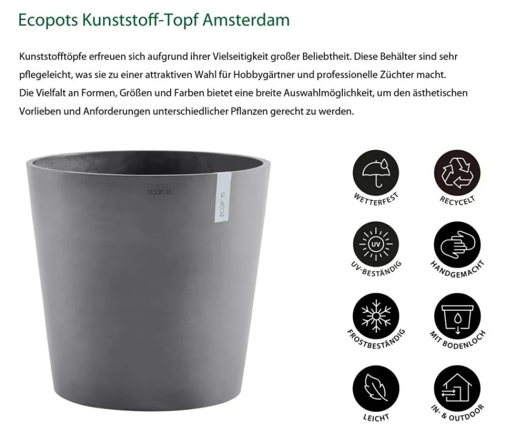 Ecopots Blumentöpfe & Übertöpfe > Kunststoff-Topf Amsterdam, rund