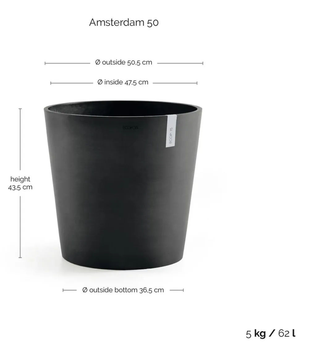 Ecopots Kunststoff-Topf Amsterdam, rund Dunkelgrau Best