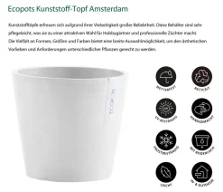 Ecopots Kunststoff-Topf Amsterdam, rund Weiß