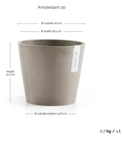 Ecopots Kunststoff-Topf Amsterdam, rund Taupe New