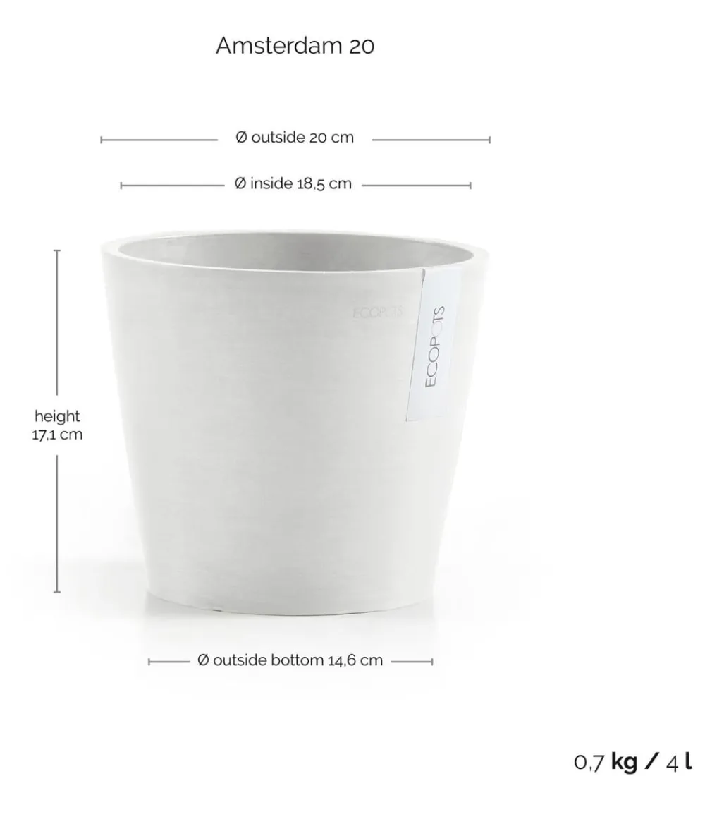 Ecopots Blumentöpfe & Übertöpfe - Kunststoff-Topf Amsterdam, rund Weiß