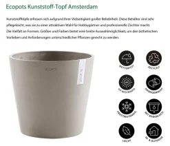 Ecopots Blumentöpfe & Übertöpfe - Kunststoff-Topf Amsterdam, rund Taupe
